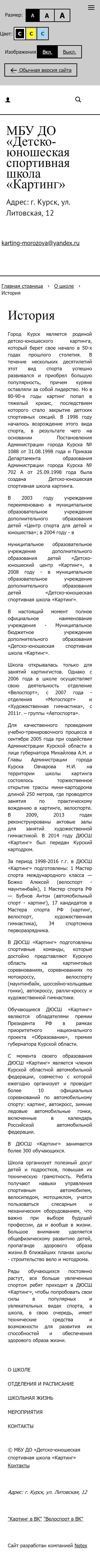 image of the mobile version of the site «Karting»