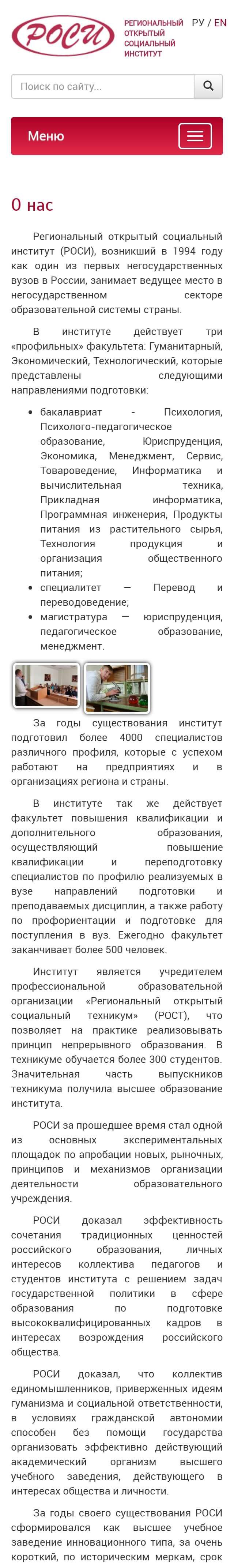 image of the mobile version of the site «Rosi»